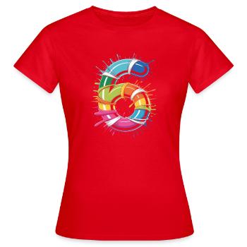 Regenbogen Rettungsring Splash - Frauen T-Shirt - Rot - Vorne - AI Model Female 172 dark (172cm)