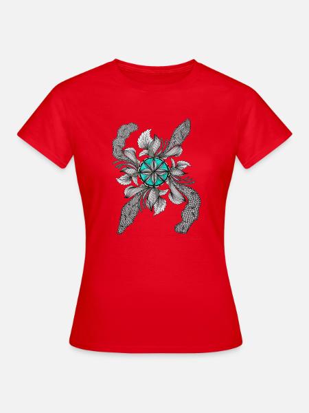 Blütenstern Deco Teal - Frauen T-Shirt - Rot