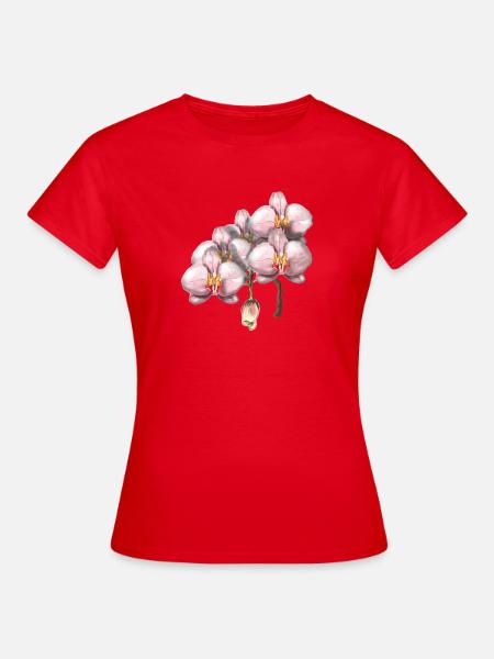 Rosa Orchideenblüten Illustration - Frauen T-Shirt - Rot