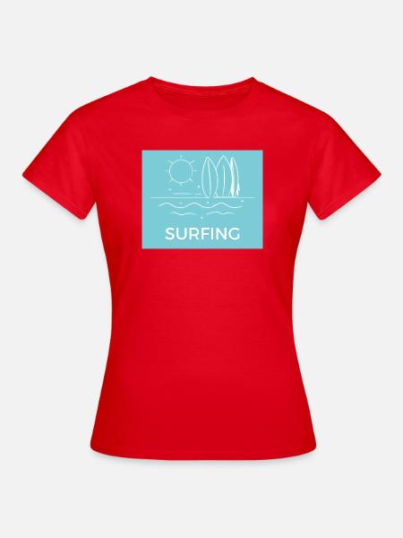 Surfen am Strand Sonnensommer - Frauen T-Shirt - Rot