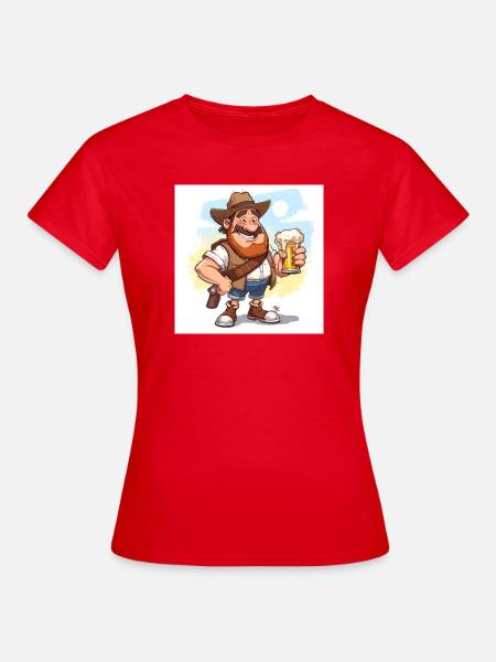 Fröhlicher Bierfreund mit Hut - Frauen T-Shirt - Rot