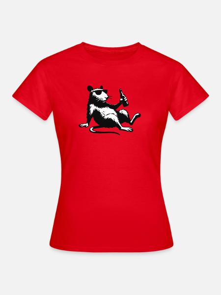 Ratte mit Flasche Sonnenbrille - Frauen T-Shirt - Rot