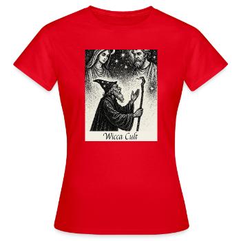 Wicca Kult - Frauen T-Shirt - Rot - Vorne - AI Model Female 172 dark (172cm)