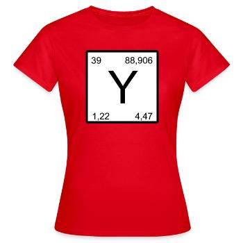 Yttrium Symbolik im Minimal-Layout - Frauen T-Shirt - Rot - Vorne - AI Model Female 172 dark (172cm)