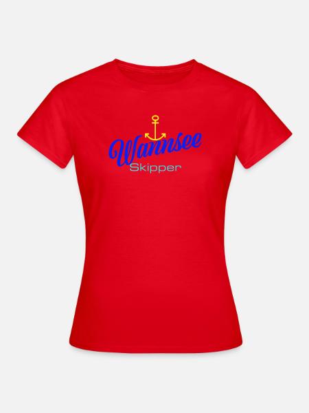 Berlin: Wannsee-Skipper mit Anker - Frauen T-Shirt - Rot