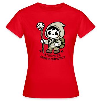 Je peux pas j'ai chemin de compostelle - T-shirt Femme - rouge - Devant - AI Model Female 172 dark (172cm)