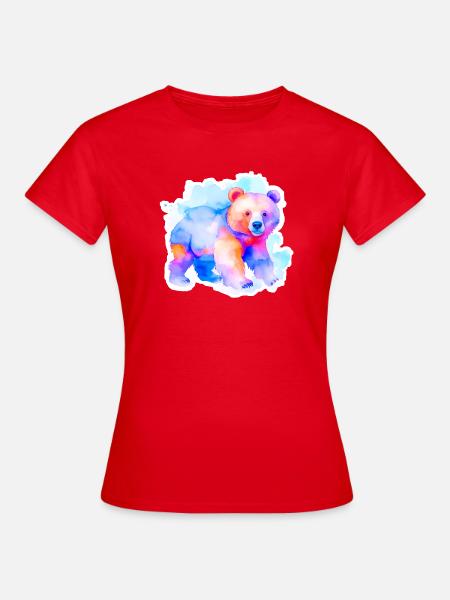 Kleiner kunterbunter Bär - Frauen T-Shirt - Rot