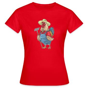 Élevage de poulets Ferme Râteau - T-shirt Femme - rouge - Devant - AI Model Female 172 dark (172cm)