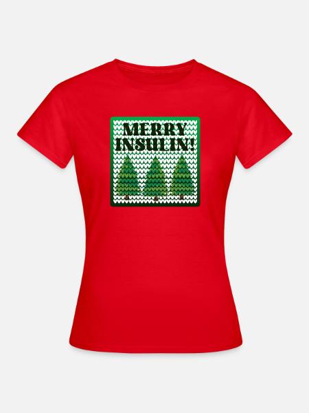 CHRISTMAS DIABETES INSULIN - Dame-T-shirt - rød