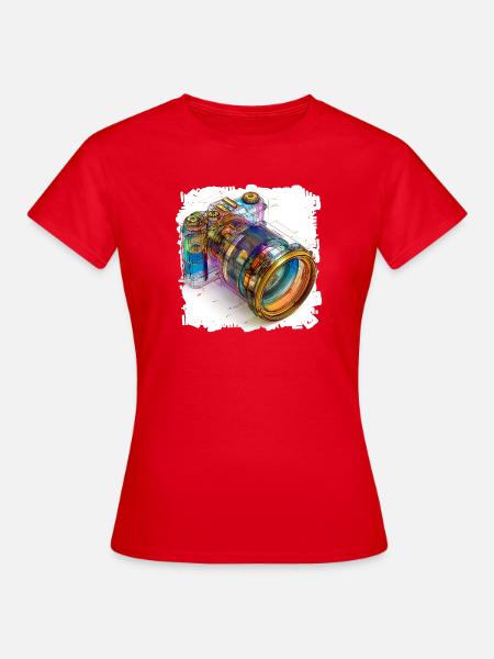 Digitalkamera als CAD-Design Blaupause - Frauen T-Shirt - Rot