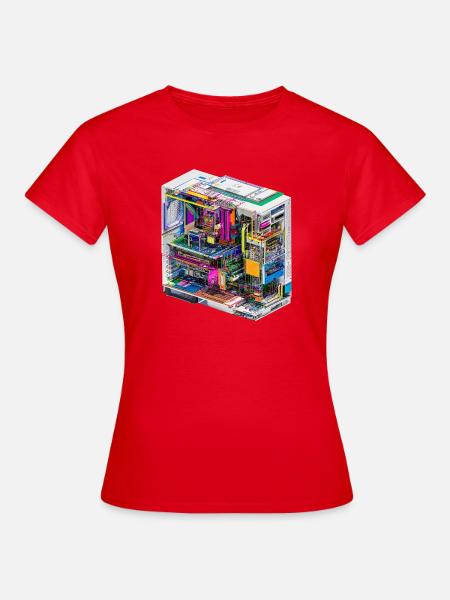 Buntes Innenleben eines Computers - Frauen T-Shirt - Rot