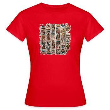 Hiéroglyphes égyptiens Relief en pierre - T-shirt Femme - rouge - Devant - AI Model Female 172 dark (172cm)