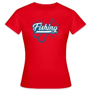 Angeln Angelhaken - Frauen T-Shirt - Rot - Vorne - AI Model Female 172 dark (172cm)