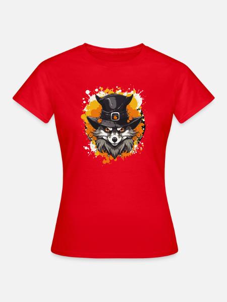 Wolfs Hexenhut Porträt - Frauen T-Shirt - Rot