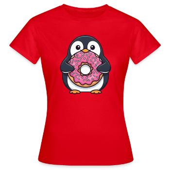 Süßer Pinguin Donut Nachtisch Cartoon Zucker - Frauen T-Shirt - Rot - Vorne - AI Model Female 172 dark (172cm)