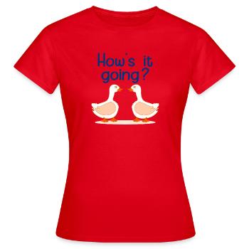 GÆS GÅS VENSKAB - Dame-T-shirt - rød - Foran - AI Model Female 172 dark (172cm)