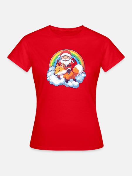 Fuchs Weihnachtsmann Weihnachten - Frauen T-Shirt - Rot