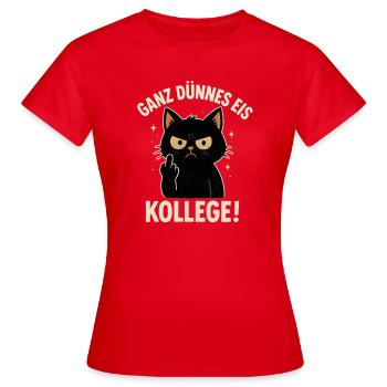Chat de glace très mince Morning Grouch - T-shirt Femme - rouge - Devant - AI Model Female 172 dark (172cm)