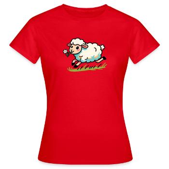 Lamb mutton in the meadow - Women's T-Shirt - red - Front - AI Model Female 172 dark (172cm)