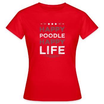 Caniche Motif Joie de Vivre - T-shirt Femme - rouge - Devant - AI Model Female 172 dark (172cm)