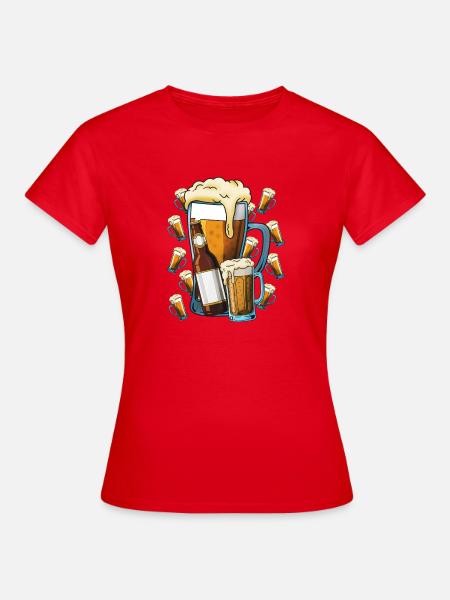 Bierfreude Krug Illustration - Frauen T-Shirt - Rot
