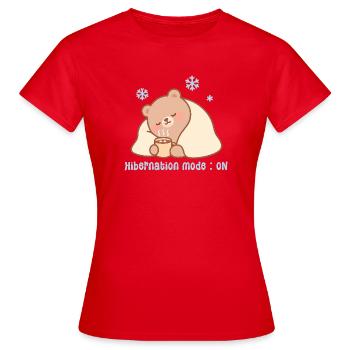 Hibernation mode - Ours cosy kawaii hiver - T-shirt Femme - rouge - Devant - AI Model Female 172 dark (172cm)