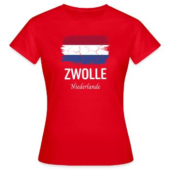 Zwolle - Frauen T-Shirt - Rot - Vorne - AI Model Female 172 dark (172cm)