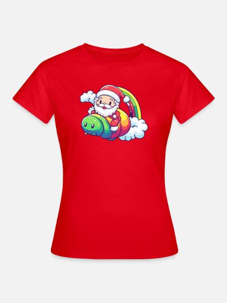 Wurm Weihnachtsmann Weihnachten - Frauen T-Shirt - Rot