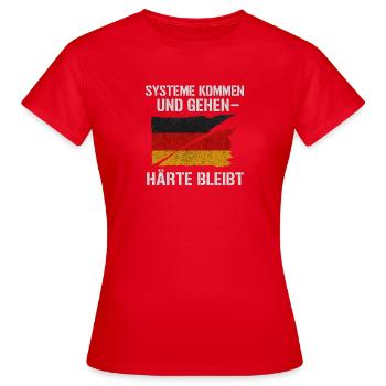Les systèmes vont et viennent, la robustesse demeure - T-shirt Femme - rouge - Devant - AI Model Female 172 dark (172cm)