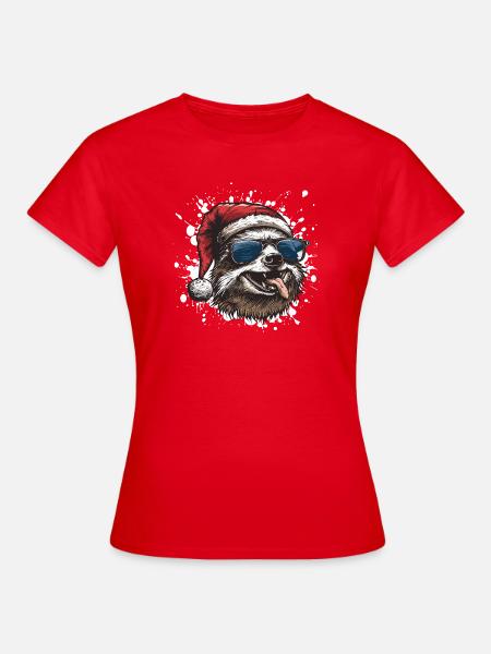 Faultier Weihnachten Lustig - Frauen T-Shirt - Rot