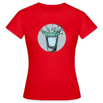Spritziges Glas-Splash Motiv - Frauen T-Shirt - Rot - Vorne - AI Model Female 172 dark (172cm)