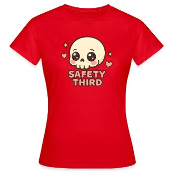 Safety Third Skull Funny Safety Third - Women's T-Shirt - red - Front - AI Model Female 172 dark (172cm)
