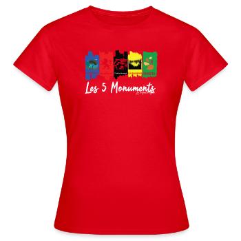 Les 5 Monuments du cyclisme - T-shirt Femme - rouge - Devant - AI Model Female 172 dark (172cm)