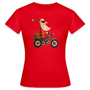 Père Noël à moto - T-shirt Femme - rouge - Devant - AI Model Female 172 dark (172cm)
