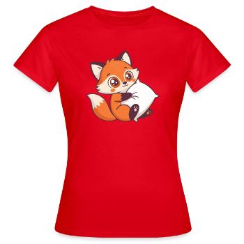 Renard cosy et oreiller - T-shirt Femme - rouge - Devant - AI Model Female 172 dark (172cm)