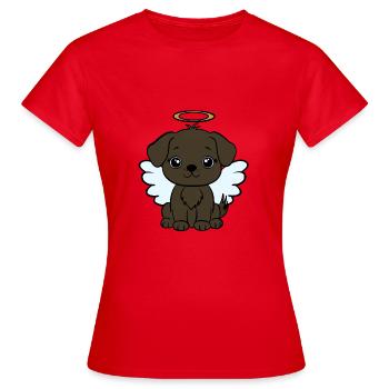 Hund mit Heiligenschein - Frauen T-Shirt - Rot - Vorne - AI Model Female 172 dark (172cm)