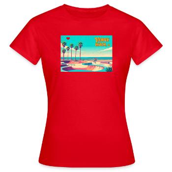 Patineur rétro de Venice Beach - T-shirt Femme - rouge - Devant - AI Model Female 172 dark (172cm)