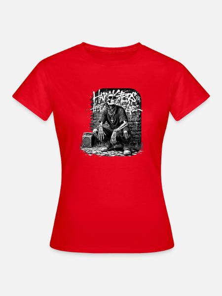 Skelett Graffiti mit Boombox - Frauen T-Shirt - Rot