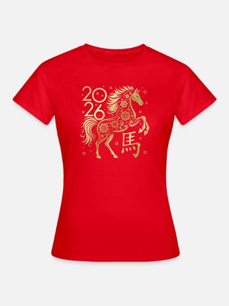 Chinesisches Neujahr des Pferdes 2026 - Frauen T-Shirt - Rot