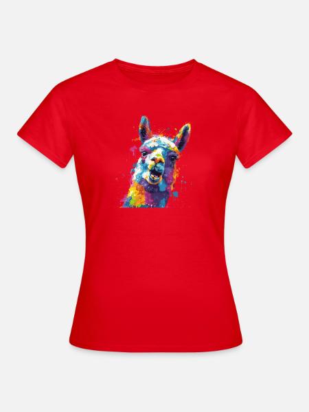Llama Farbexplosion - Frauen T-Shirt - Rot