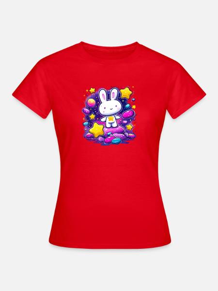 Sternenhase im bunten Kosmos - Frauen T-Shirt - Rot