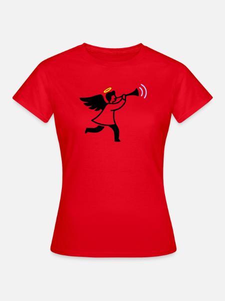 Engel mit Trompete - Frauen T-Shirt - Rot