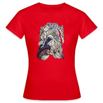 Motif de tissage de feuilles indigo - T-shirt Femme - rouge - Devant - AI Model Female 172 dark (172cm)