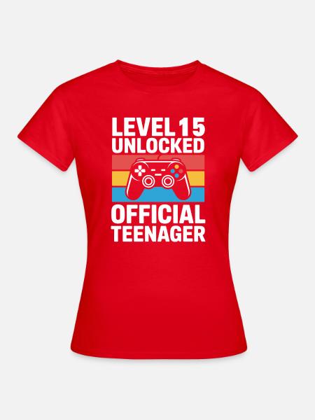 Level-15-Freigeschalteter Teenager - Frauen T-Shirt - Rot