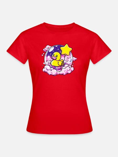 Traumduck im Sternballon - Frauen T-Shirt - Rot