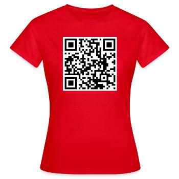 QR code quote funny humor - Women's T-Shirt - red - Front - AI Model Female 172 dark (172cm)