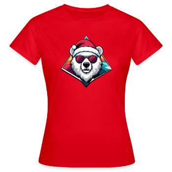 Polar Bär Santa  - Frauen T-Shirt - Rot - Vorne - AI Model Female 172 dark (172cm)