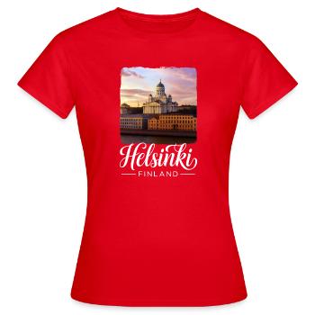 Helsinki, Finlande - T-shirt Femme - rouge - Devant - AI Model Female 172 dark (172cm)