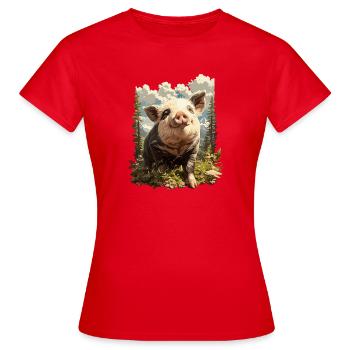 Pig Pig - Women's T-Shirt - red - Front - AI Model Female 172 dark (172cm)