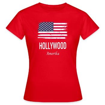 Hollywood - Frauen T-Shirt - Rot - Vorne - AI Model Female 172 dark (172cm)